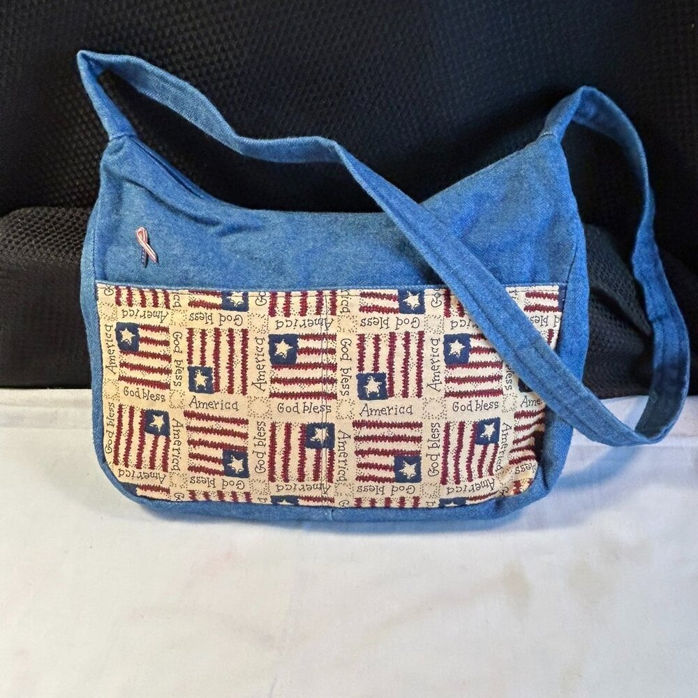 Vintage Denim "God Bless Ameria" Purse Handbag Tote
